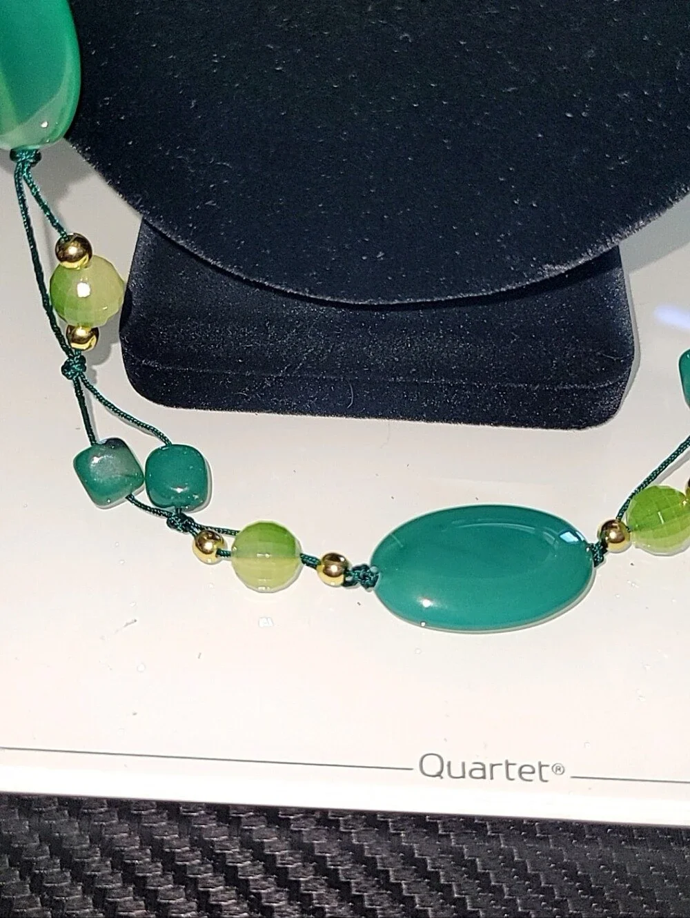 Green Glass Bead Statement Necklace Adjustable Boho Artisan Jewelry